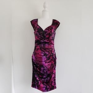 NEW! Sangria purple black sheath ruched dress sz 6